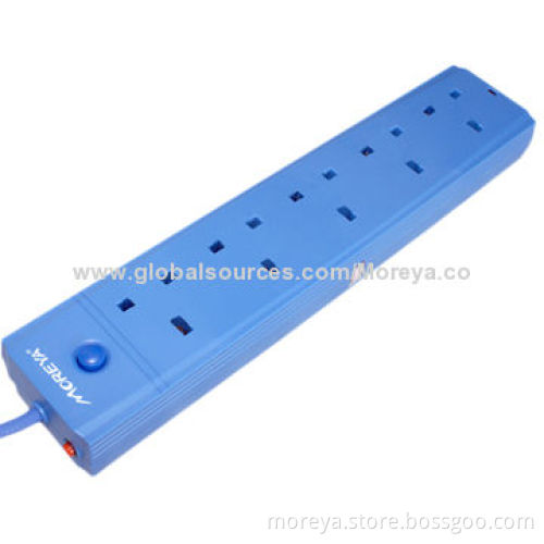UK power strip with 5 sockets, extension cable, overload and surge protection